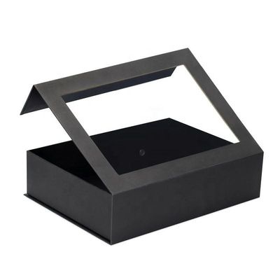 Embalagem de papel de janela de PVC personalizado Caixa de presente de fechamento magnético grande com tampa clara