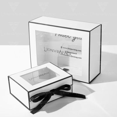 Embalagem de papel de janela de PVC personalizado Caixa de presente de fechamento magnético grande com tampa clara