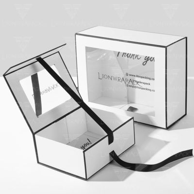 Embalagem de papel de janela de PVC personalizado Caixa de presente de fechamento magnético grande com tampa clara