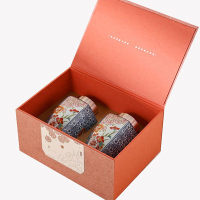 Conjunto de presentes de chá Embalagem Copo de café Lâmpada perfumada Mel Caixa-presente magnética Flip Open