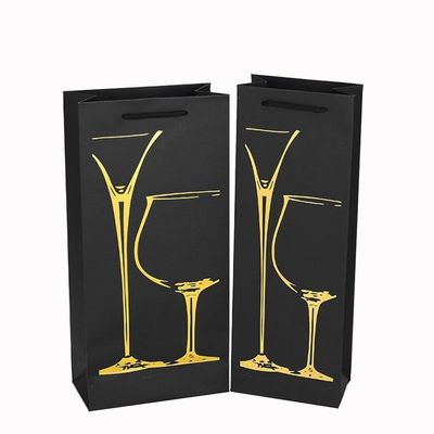 Bolsas de presente de papel Kraft preto mate com alça flexível