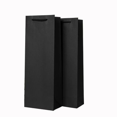 Bolsas de presente de papel Kraft preto mate com alça flexível