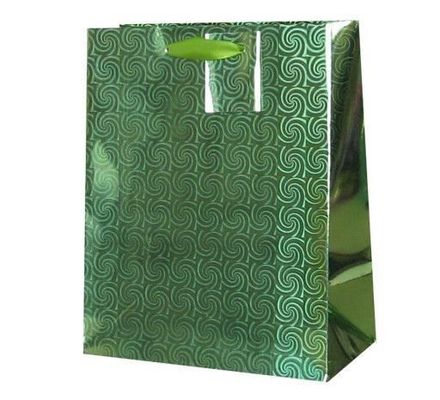 Saco de compras de presente de papel verde mate de luxo para embalagens de roupas