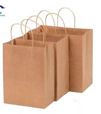 Bolsas de compras de papel Kraft castanho Impressão offset de vestuário Bolsa de papel Logotipo personalizado