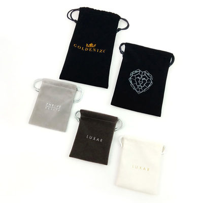 Encomenda personalizada aceita Estampagem de ouro Folha quente de desenho Corda de veludo Bolsa de jóias