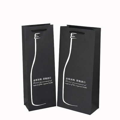 Sacos de vinho de papel de garrafa impressos sob medida com alças, alça de corda e impressão CMYK/PANTONE