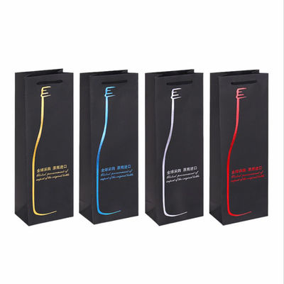Sacos de vinho de papel de garrafa impressos sob medida com alças, alça de corda e impressão CMYK/PANTONE
