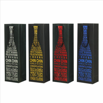 Sacos de vinho de papel de garrafa impressos sob medida com alças, alça de corda e impressão CMYK/PANTONE