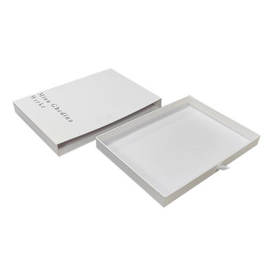 Caixa branca com padrão de textura simples elegante com logotipo prata caixa de papelão brilhante jóias embalagem de presente pequeno