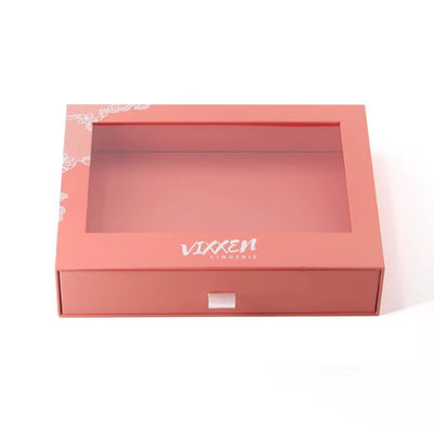 Caixa de embalagem de papel personalizada Caixa de papel de papelão de papelão Sliding Pull Out Packaging Box com janela transparente de corte a óleo de PVC