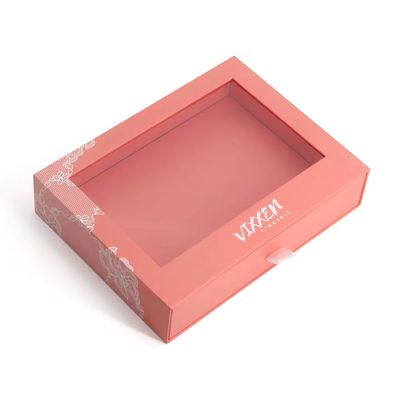 Caixa de embalagem de papel personalizada Caixa de papel de papelão de papelão Sliding Pull Out Packaging Box com janela transparente de corte a óleo de PVC