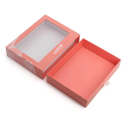Caixa de embalagem de papel personalizada Caixa de papel de papelão de papelão Sliding Pull Out Packaging Box com janela transparente de corte a óleo de PVC