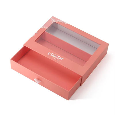 Caixa de embalagem de papel personalizada Caixa de papel de papelão de papelão Sliding Pull Out Packaging Box com janela transparente de corte a óleo de PVC