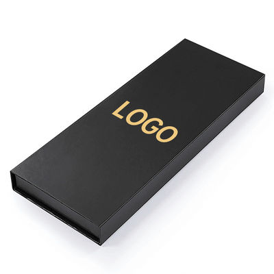 Luxo Logotipo personalizado Caixa de embalagem de jóias de papel preto Para pulseira Pendente Caixa magnética rígida
