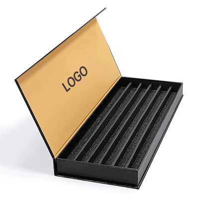 Luxo Logotipo personalizado Caixa de embalagem de jóias de papel preto Para pulseira Pendente Caixa magnética rígida