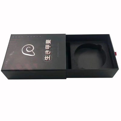 Customize Slide Drawer Caixa de Papel Embalagem Caixa de Presente Pacote Caixa de Presente Preta Com EVA Insert