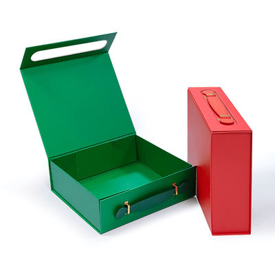 Caixa-presente de logotipo personalizado feita de cartão reciclável requintado com alça prática de couro