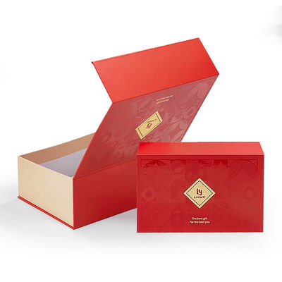 Custom Luxury Red Magnetic Clamshell Caixinha de presente com tema de Natal Biodegradável Caixa de fechamento magnética rígida Embalagem com alça