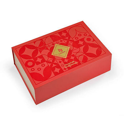 Custom Luxury Red Magnetic Clamshell Caixinha de presente com tema de Natal Biodegradável Caixa de fechamento magnética rígida Embalagem com alça