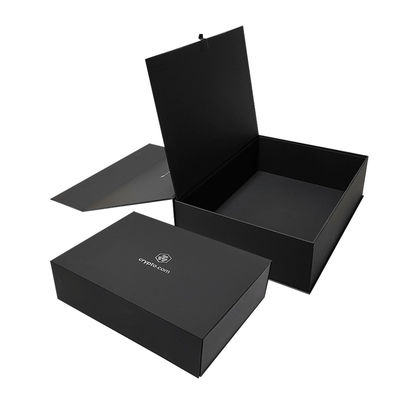 Design de logotipo personalizado Preto Rígido Cartão Flat Magnético Caixas Dobráveis Regalo Para Cosméticos Embalagem de Presente