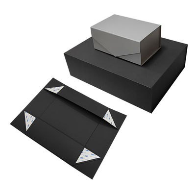 Design de logotipo personalizado Preto Rígido Cartão Flat Magnético Caixas Dobráveis Regalo Para Cosméticos Embalagem de Presente