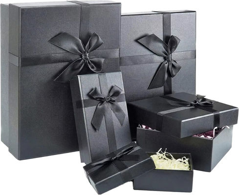 Logotipo UV personalizado reciclável 2pcs embalagem de papelão tampa e caixa de presente base com arco para roupas sapatos cosméticos