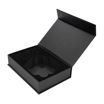 Embalagem personalizada de fábrica Caixa de impressão de papelão Caixa de presente de papel preto magnético Embalagem com espuma interna