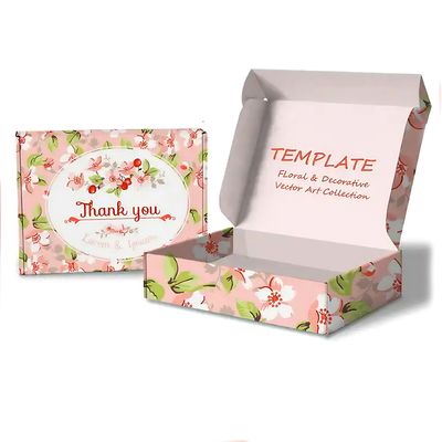 Caixa de correio impressa personalizada Cor-de-Rosa Cosméticos personalizados Caixas de encomenda de correio Obrigado Cartão de papelão de embrulho de presente