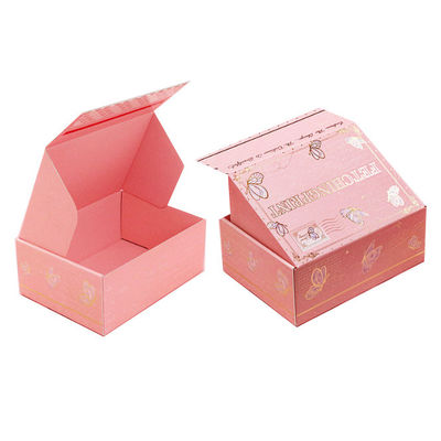 Logotipo personalizado Caixa de jóias rosa Caixa de embalagem de papel cosmético