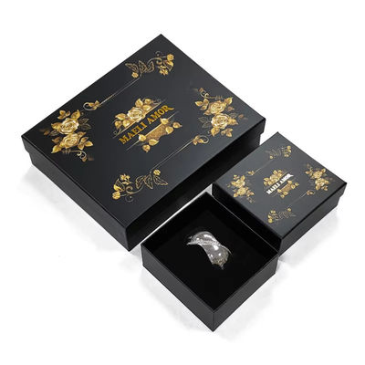 Fábrica Impressão personalizada High End Luxury Jewelry Set Boxes Golden Rose Hair Rope Headdress Box Packaging
