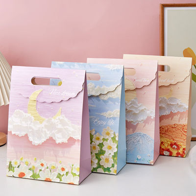 Kraft personalizado Pequeno saco de papel de embalagem rosa personalizado Saco de papel de embalagem de presente de arte portátil