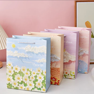 Kraft personalizado Pequeno saco de papel de embalagem rosa personalizado Saco de papel de embalagem de presente de arte portátil