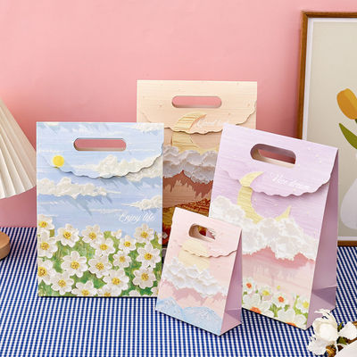 Kraft personalizado Pequeno saco de papel de embalagem rosa personalizado Saco de papel de embalagem de presente de arte portátil