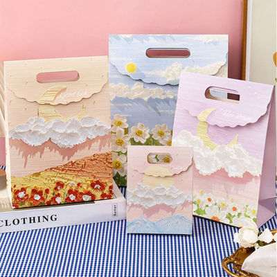 Kraft personalizado Pequeno saco de papel de embalagem rosa personalizado Saco de papel de embalagem de presente de arte portátil
