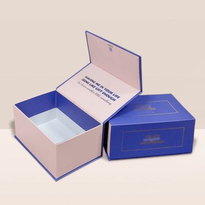 Caixa de Presente de Joias Magnética Quadrada Azul com Logotipo Personalizado para Presente de Luxo