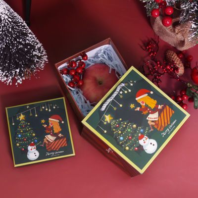 Luxury Custom Christmas Style Eco-friendly Gift Packaging Cardboard Red Top Cover Christmas Ribbon Gift Box Set (Pacote de presente ecológico de Natal em papelão vermelho)