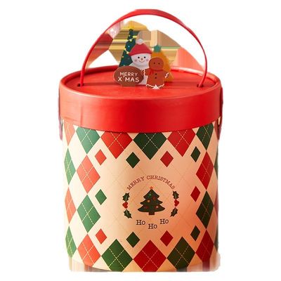 Folha quente / UV / Verniz de superfície de acabamento de logotipo personalizado Caixa de embalagem de presente cilíndrica para presentes de Natal requintados