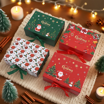 Pequena Empresa Unique Faixa Para meias Custom Luxury Cartão de Natal Caixa de Presente Com fecho magnético UV laminação
