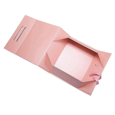 Caixas de Presente Magnéticas Rosa Luxo com Impressão e Alça de Fita - Embalagem Personalizada de Papelão Rígido com Logotipo para Roupas