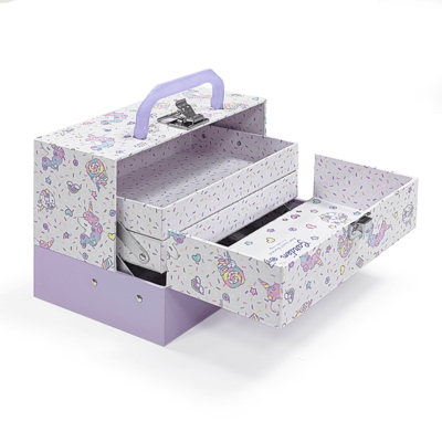 Eco-friendly Custom Kids Toy Gift Box Luxury Rigid Cardboard Suíte estilo com alça de metal