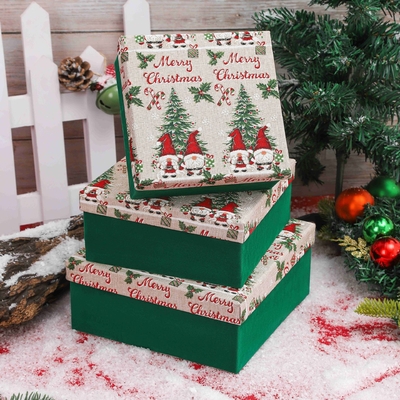 Caixas de presente de Natal com fita Custom Impresso de poliéster Caixas de presente de Natal para Xmas Pacotagem festiva por atacado