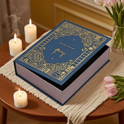 Embalagem de caixa de presente em forma de livro de luxo com impressão personalizada para velas de marca Solução de presente premium para casamentos e feriados