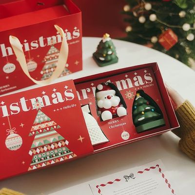 Caixa de Natal de Papel Vermelho de Luxo com Logotipo Personalizado e Alça para Embalagem de Presentes, Alimentos, Joias e Farmácia com Design de Marca