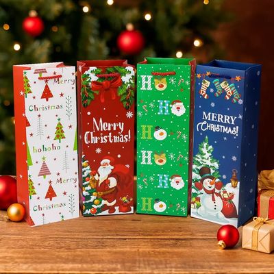 Saco de Papel de Natal Personalizado Pequeno Personalizado de Luxo com Alça de Fita