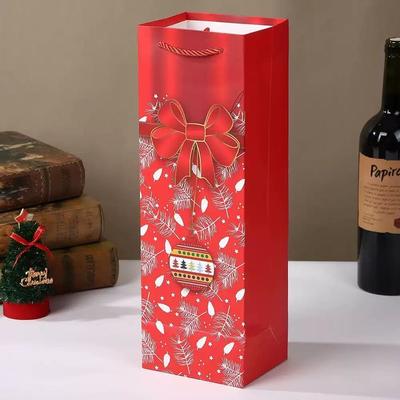 Sacos de papel personalizados impressos com o seu próprio logotipo Sacos de presente de papel de Natal para embalagens de vinho