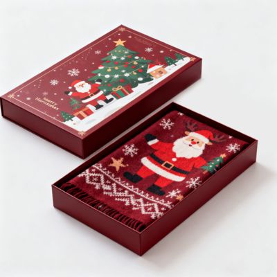 Caixas de presente de Natal de luxo personalizadas, cartão rígido fosco para embalagem de lenço, vestido, roupa íntima, camisa, materiais assépticos reciclados