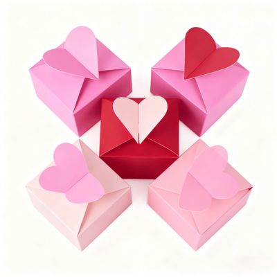 Liberte o Encanto do Amor Nossa Exclusiva Caixa de Cartão em Formato de Coração Laminação Brilho Fosco Forro de Esponja Cada Momento Especial Velas com Alça