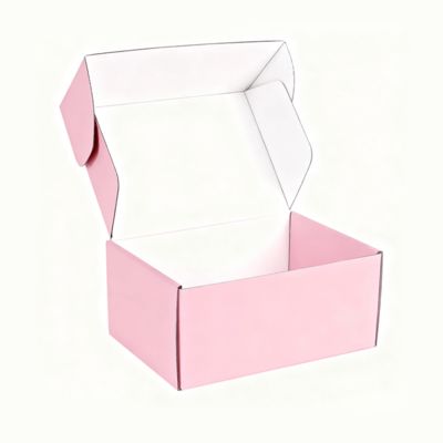 Small Custom Printed Pink Recyclable Corrugated Cardboard Cosmetic Packaging Mailer Boxes With Matt Lamination