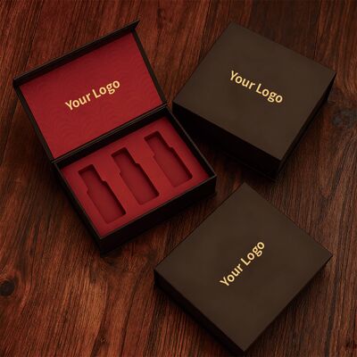 Caixas de papel com logotipo personalizado Caixas de presente magnéticas com inserção de espuma Cosméticos rígidos de luxo para maquiagem e perfume