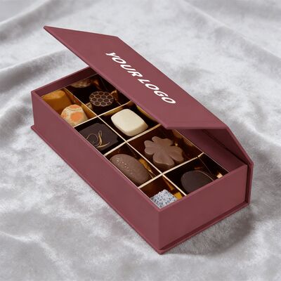 Caixa-presente de cartão rígido com fecho magnético com logotipo para embalagens de marcas de chocolate